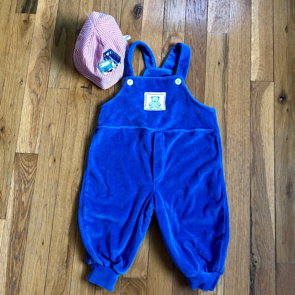 New Potatoes Soft Overalls W/Dump Truck SunHat 12M